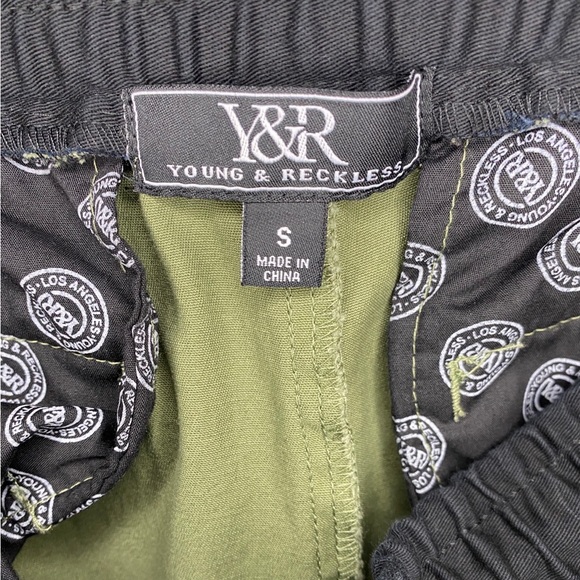 Men’s Army Green YOUNG & RECKLESS‎ Drawstring Exploit Cargo Pants Size Small - Picture 3 of 7